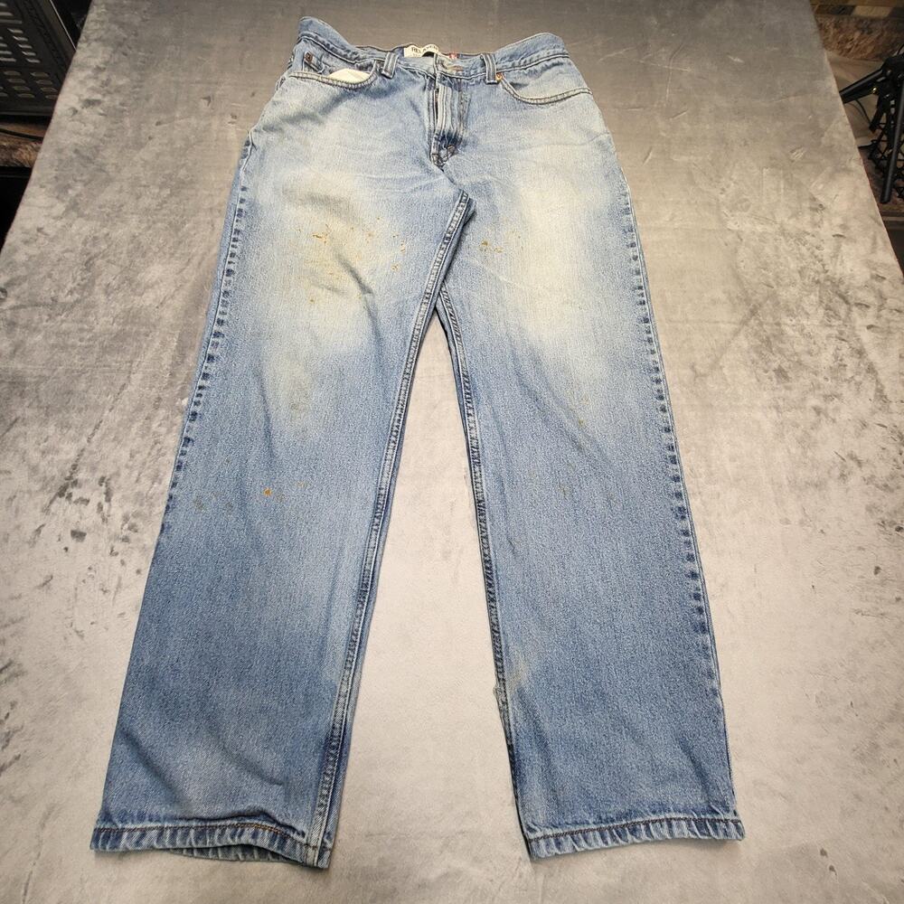 Levis 550 Jeans Mens 33x30 Blue Relaxed Fit Distressed Stained Denim Pants